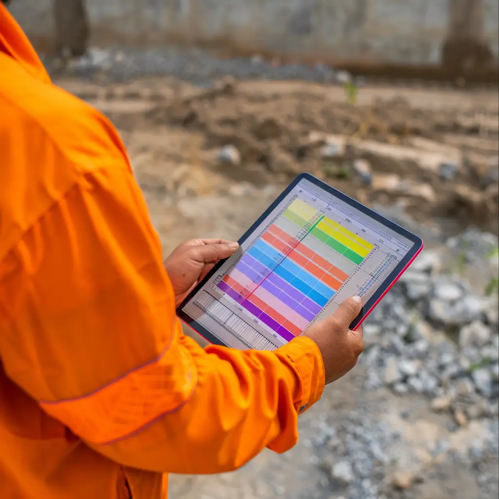 Tradesperson holding a tablet